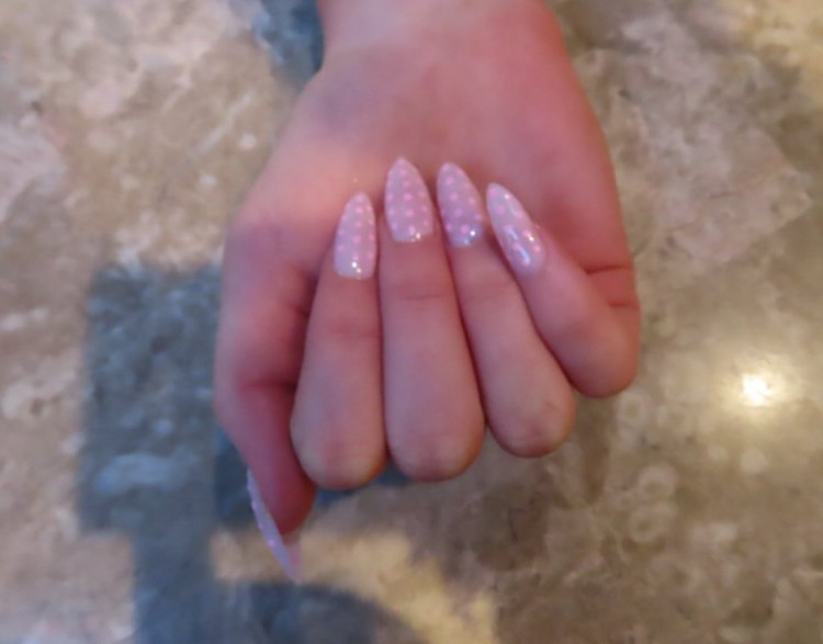 Glitter manicure close-up